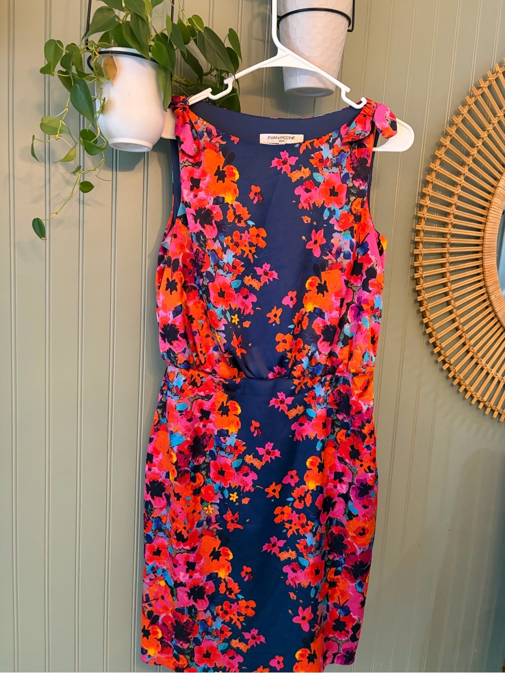 Anne Klein Navy Floral Sheath Dress - Berry and Rust floral perfect for fall. 8